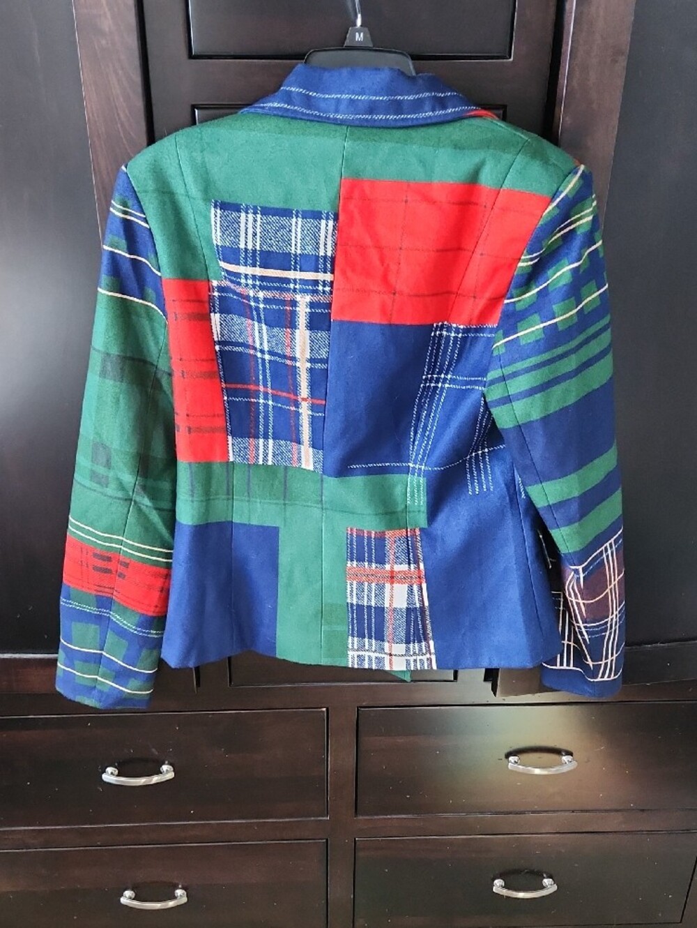 STYLEWE Urban Plaid Colorblock Plaid Lapel Blazer in Blue, Green & Red - Picture 9 of 9